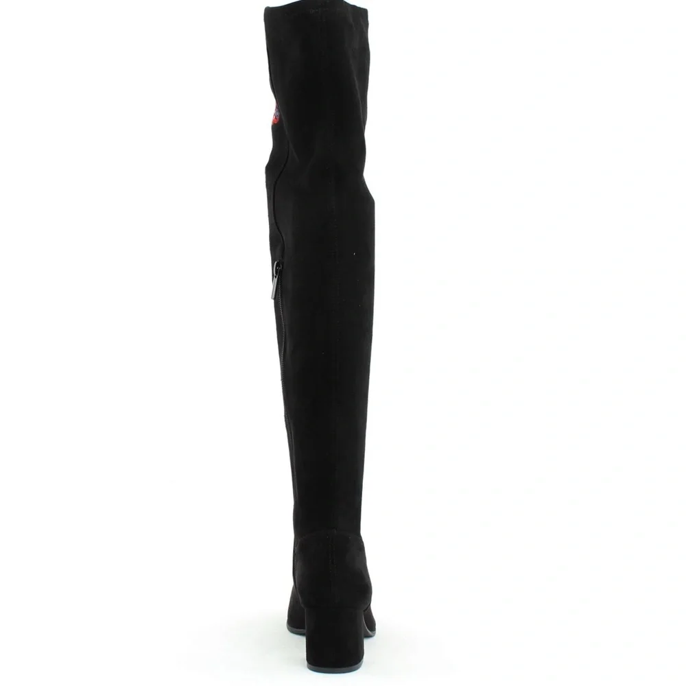 NWOT Impo Judy Embroidered Over-The-Knee Boots stretch block heel colorful